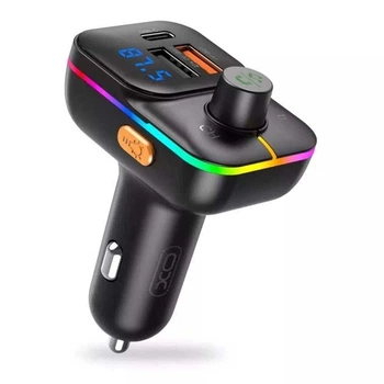 FM-трансмітер модулятор XO BCC09 з підсвічуванням 2USB 1Type-C PD25W Чорний