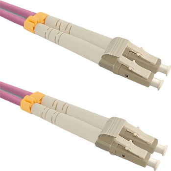 Patchcord światłowodowy Qoltec LC/UPC - LC/UPC Multimode 50/125 OM4 Duplex 1 m Różowy (5901878543437)