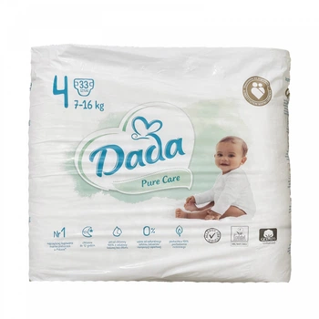Підгузники Dada Pure Care 4 (7-16 кг) 33 шт