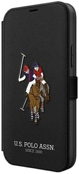 Etui z klapką U.S. Polo Assn Embroidery Collection book do Apple iPhone 12 mini Black (3700740492277)