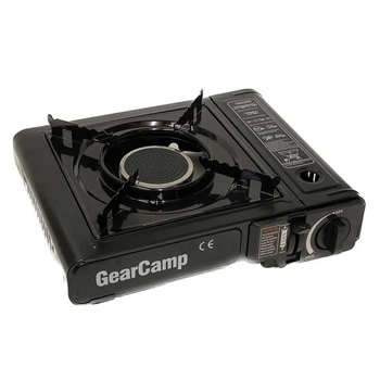 Портативная газовая плита GearCamp BDZ-155-A с пьезоподжигом и переходником на газовый балон (горелка)