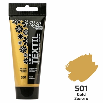 Краска акриловая Rosa Textil по ткани Золото металлик (501) 60 мл (263460501)