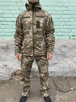 Зимняя военная форма пиксельный Мужской Костюм военный тактический утепленный SoftShell пиксель на флисе 56-58(3XL-4XL) (238853)