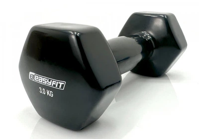 Гантель для фитнеса 3 кг EasyFit с виниловым покрытием черная (1 шт)