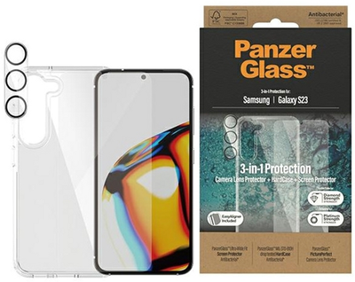 Панель Panzer Glass Bundle 3в1 для Samsung Galaxy S23 + Захисне скло Прозорий (5711724204333)