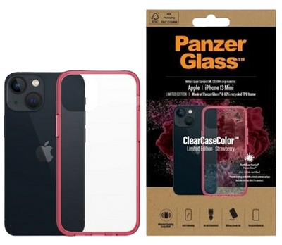 Etui Panzer Glass Clear Case Antibacterial Military grade do Apple iPhone 13 mini Strawberry (5711724003301)