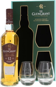 Виски Glen Grant 12 YO 0.7 л 43% в подарочной упаковке + 2 стакана (3068680160084)