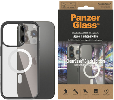 Etui Panzer Glass Clear Case Antibacterial MagSafe do Apple iPhone 14 Pro Black (5711724004148)