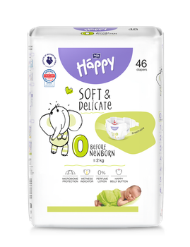 Подгузники детские Happy 0 Before New Born 46 шт