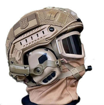 Шолом Fast Helmet з активною гарнітурою Gen 5 Noise Reduction&Sound Койот
