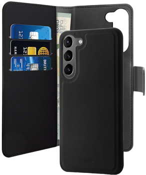 Etui z klapką Puro Wallet Detachable 2w1 do Samsung Galaxy S23 Black (8018417440724)