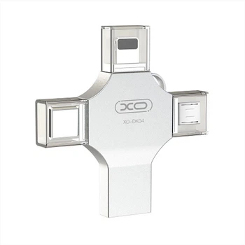 USB флешка Flash Drive XO DK04 USB2.0 4 в 1 на 16 ГБ, выполненная из стали.