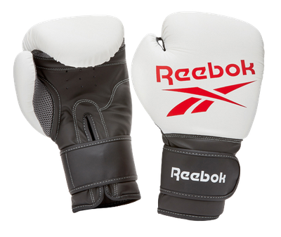 Боксерські рукавички Reebok Boxing Gloves RSCB-12010WH 10 унцій Білі/Чорні/Червоні (885652021258)