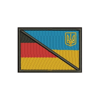 Шеврон на липучці (велкро) Прапор Німецько-Український 8,5х6,5 см Жовтий 5090