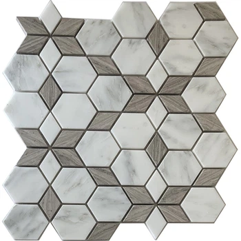 Мозаика Mozaico de Lux S-MOS SPTH2840-207R-8 Wood+White 26,0x30,0 см