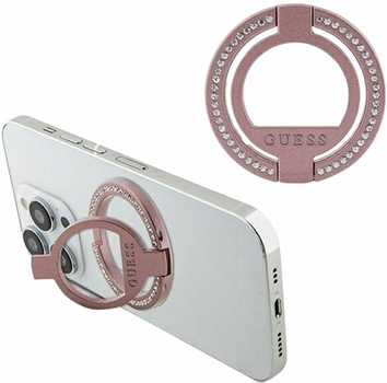 Uchwyt-pierścień na smartfon Guess Ring Stand MagSafe GUMRSALDGP Rhinestone Różowy (3666339170363)