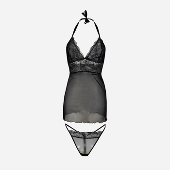 Komplet erotyczny (koszula nocna + majtki-bikini) damski DKaren Arizona S Czarny (5903251460966)