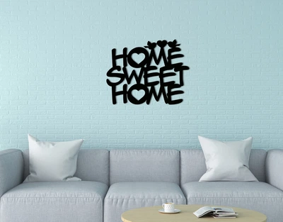 Декоративное панно на стену из дерева Upwood Decor Милый дом Sweet home 30 х 30 см black