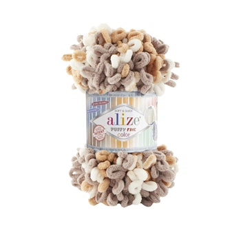 Пряжа для вязания Alize Puffy FINE Color 6403 фантазийная нить плюшевая