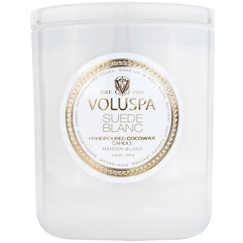 Свеча Suede Blanc 270г, стакан с крышкой Voluspa (111002674)