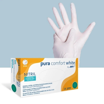 Перчатки нітрилові AMPri PuraComfort White (100 шт./50 пар), білі, розмір XS