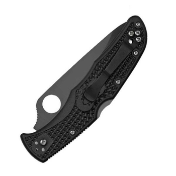 Нож складной Spyderco Endura 4 Black Blade, полусеррейтор тип замка Back Lock C10PSBBK