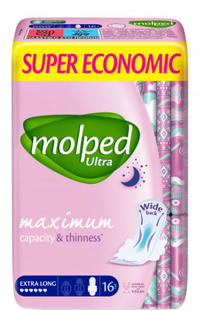 Гігієнічні прокладки Molped Ultra Night S.Eco 6 крапель 16 шт (8690536829118)