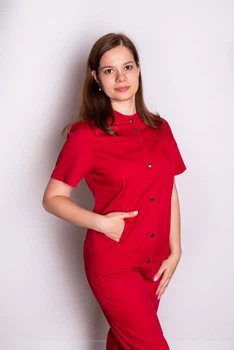Костюм медичний жіночий Черрі (котон, червоний, р.42-50) Марія 44