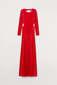 Длинное велюровое платье H&M XL Красное (0796673002)