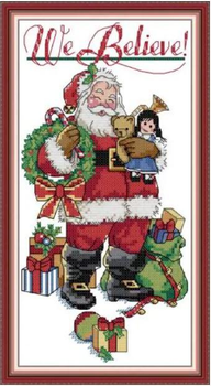 Joy Sunday Christmas Stocking Santa Claus 16CT Stamped Cross Stitch