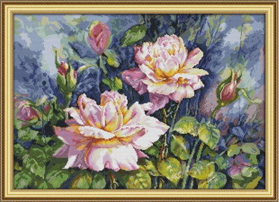 Набор для вышивания по нанесённой на канву схеме "Vintage rose". AIDA 14CT printed, 59*44 см