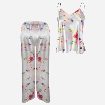 Piżama (podkoszulka + spodnie) damska DKaren Dk-Ki 2XL Biała z różowym i fioletowym (5903251426276)