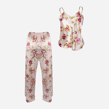 Piżama (podkoszulka + spodnie) damska DKaren Dk-Ki L Beżowa z kwiatowym wzorem (5903251425897)