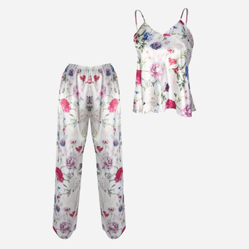 Piżama (podkoszulka + spodnie) damska DKaren Dk-Ki XS Biała z różowym (5903251425927)