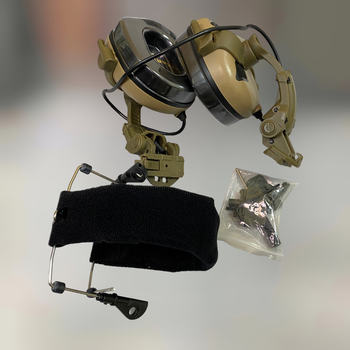 Навушники Earmor M31 з кріпленням на шолом HD-ACC-08 Койот, активні навушники з адаптером чебурашка на рейку ARC