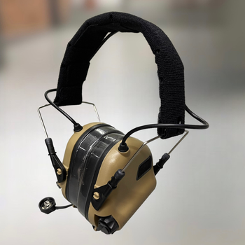 Навушники Earmor M31 з кріпленням на шолом HD-ACC-08 Койот, активні навушники з адаптером чебурашка на рейку ARC