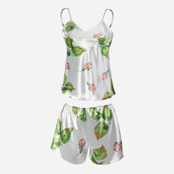 Piżama (podkoszulka + szorty) damska DKaren Dk-Kk S Biała z zielonym i różowym (5903251425392)