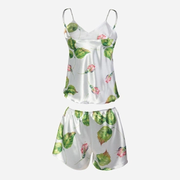 Piżama (podkoszulka + szorty) damska DKaren Dk-Kk M Biała z zielonym i różowym (5903251425408)