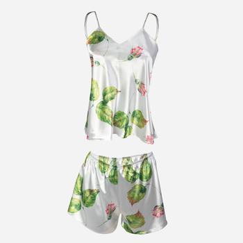Piżama (podkoszulka + szorty) damska DKaren Dk-Kk L Biała z zielonym i różowym (5903251425415)