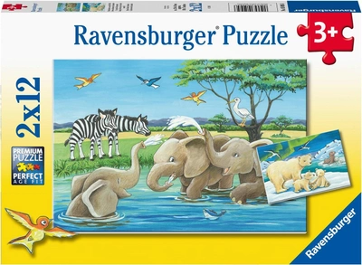 Набір пазлів Ravensburger Тварини для дітей з усього світу 26 x 18 cm 2 х 12 елементів (4005556050956)