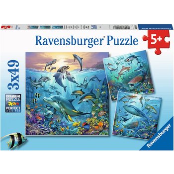 Zestaw puzzli Ravensburger Świat zwierząt oceanu 27 x 19 cm 3 x 49 elementów (4005556051496)