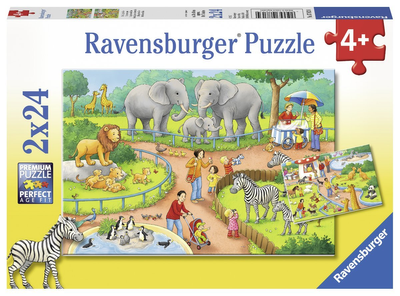 Zestaw puzzli Ravensburger Dzień w zoo 26 x 18 cm 2 x 24 elementów (4005556078134)
