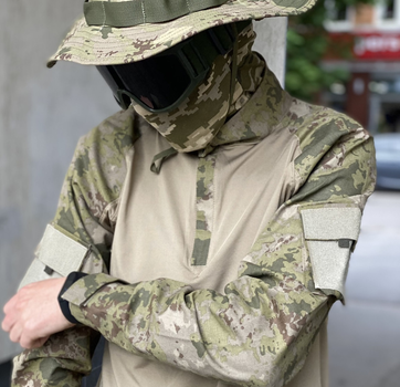 Рубашка мужская военная тактическая с липучками под шевроны ВСУ (ЗСУ) Убакс Турция 6582 S хаки