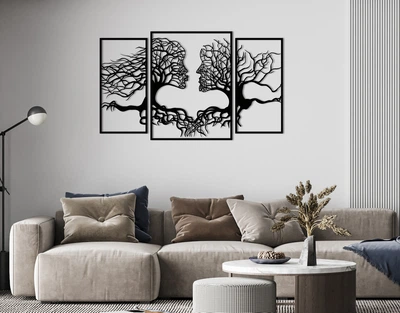 Декоративне панно на стіну з дерева Upwood Decor Обличчя Дерева: Мистецтво у Парі Tree Face: Art in Pair 60 х 100,8 см black