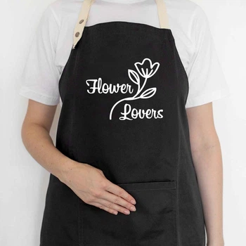 Фартук с надписью Flower Lovers (черный)