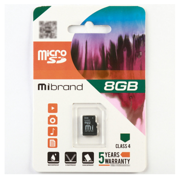 Карта памяти Mibrand microSDHC 8GB Class 4 (MICDC4/8GB)