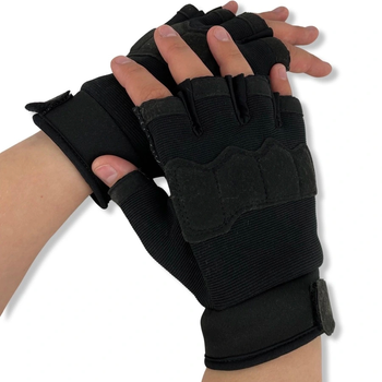Тактичні рукавички з відкритими пальцями чорний розмір L