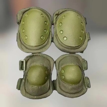 Комплект: наколінники та налокітники тактичні, тип 2 (100+ кг), колір Олива, захисні для військових