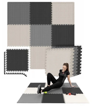 Мат-пазл Hop-Sport EVA 1см HS-A010PM 9 частей 60x60 черный белый серый защитные маты пазлы