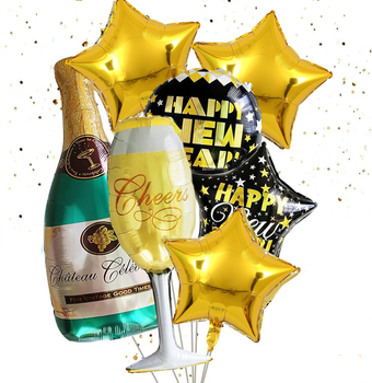 Фонтан Из Шаров Новогодний Happy New Year Золотые Звезды